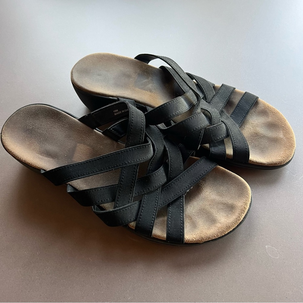 Women's Black Strappy Sandals; Size 10
